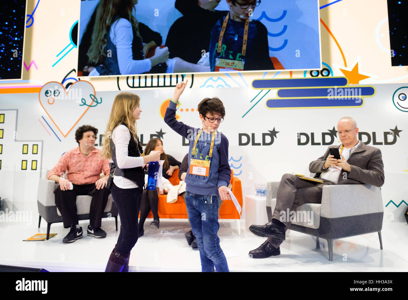 Munich, Germany. 16th January 2017. JAMIAN JULIANO-VILLANI and BILLY GRANT during he DLD17 (Digital-Life-Design) Conference at the Alte Bayerische Staatsbank on January 16, 2017 in Munich, Germany. DLD is Europe's big conference of innovation, digitization, scien | usage worldwide Stock Photo