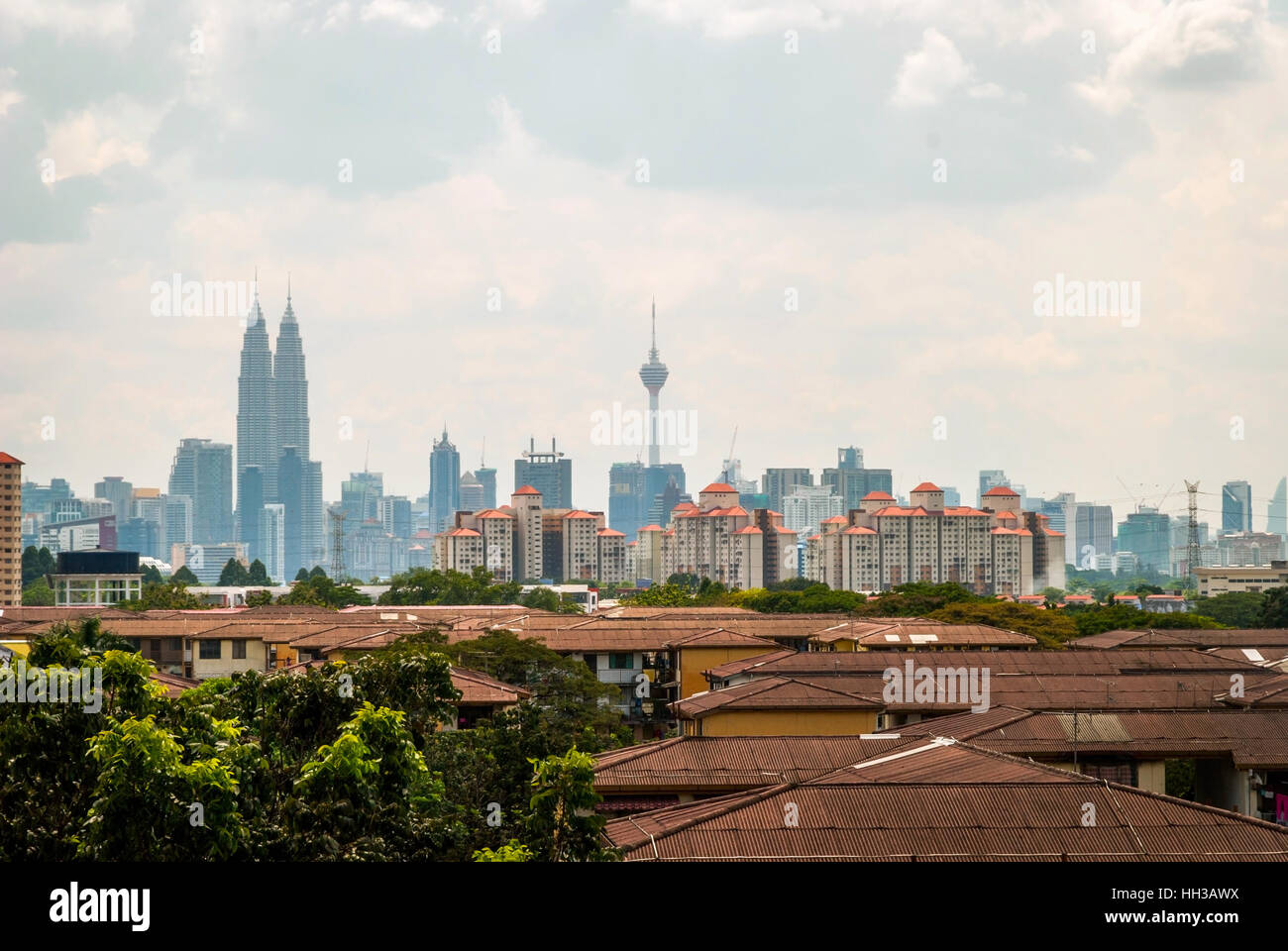 View over rooftops and Kuala Lumpur skyline, Malaysia Stock Photo Alamy