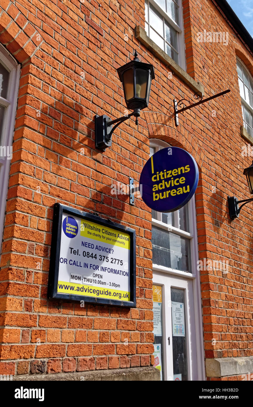 The Wiltshire Citizens Advice Bureau in Mill Street, Trowbridge, Wiltshire, United Kingdom. Stock Photo