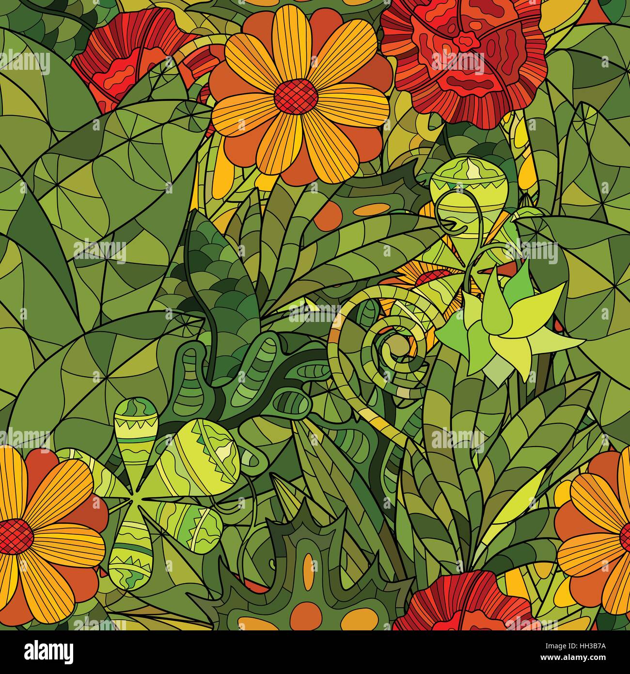 hand drawn floral seamless pattern Stock Vector Image & Art - Alamy