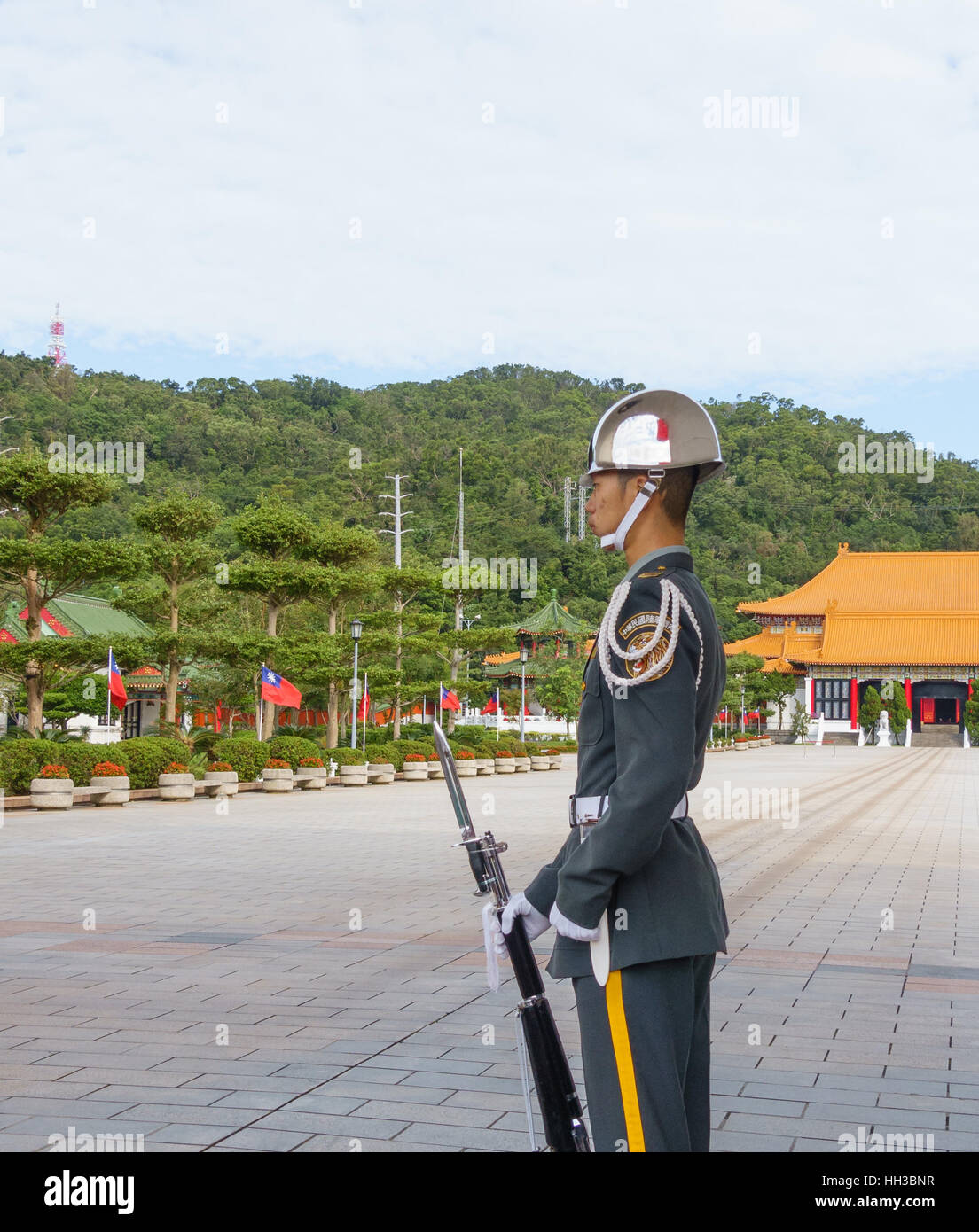 [Editorial Use Only] TAIPEI, TAIWAN: Honor guard at National Revolutionary Martyrs' Shrine Stock Photo