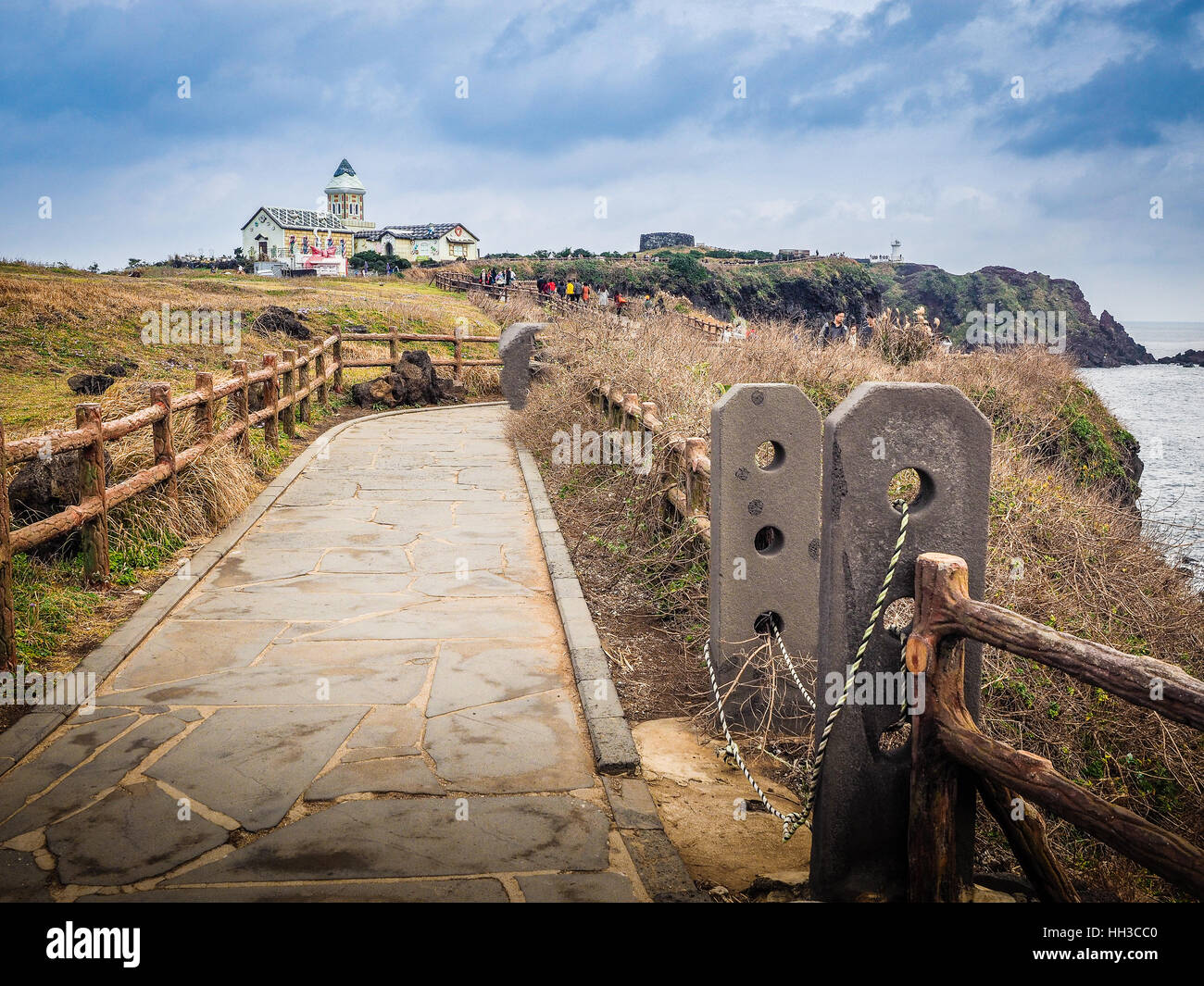 Jeju Island, Korea - November 13, 2016 : The tourist visited the Beautiful Catholic Church at Seopjikoji, located at the end of the eastern shore of J Stock Photo