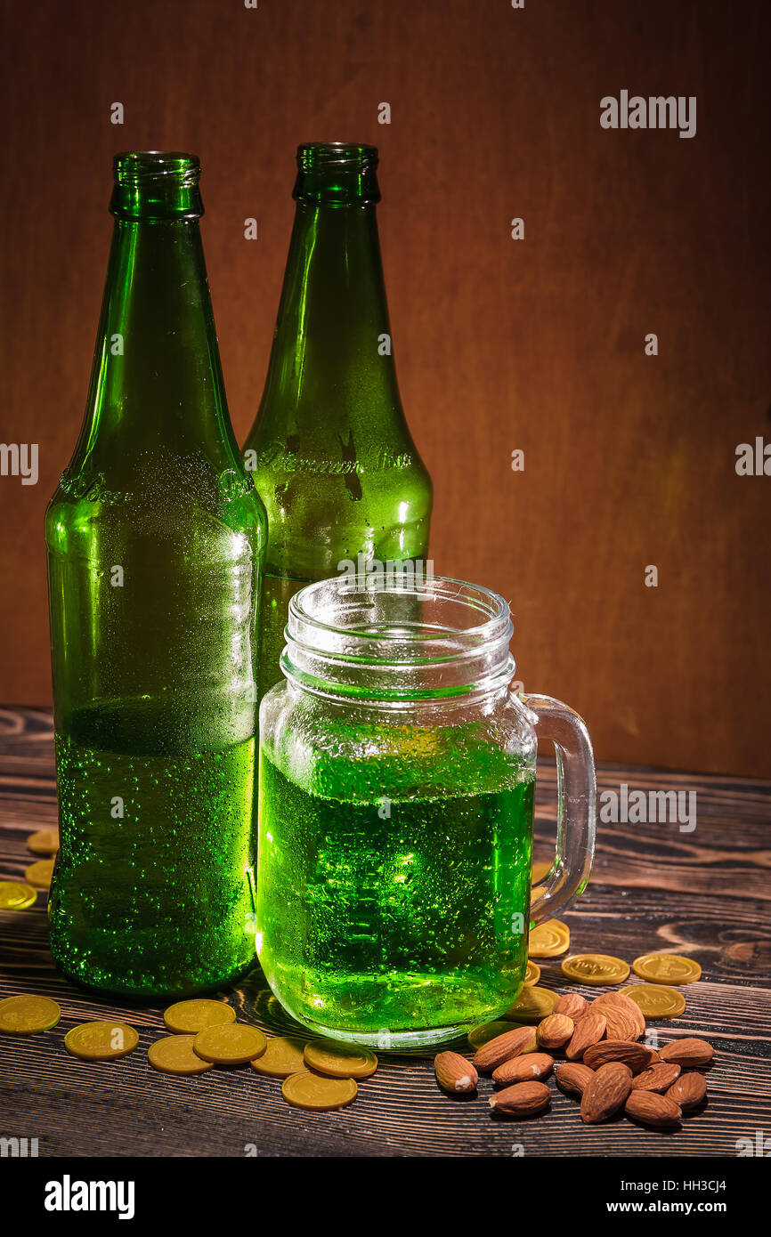 St Patrick's day green beer nuts Stock Photo