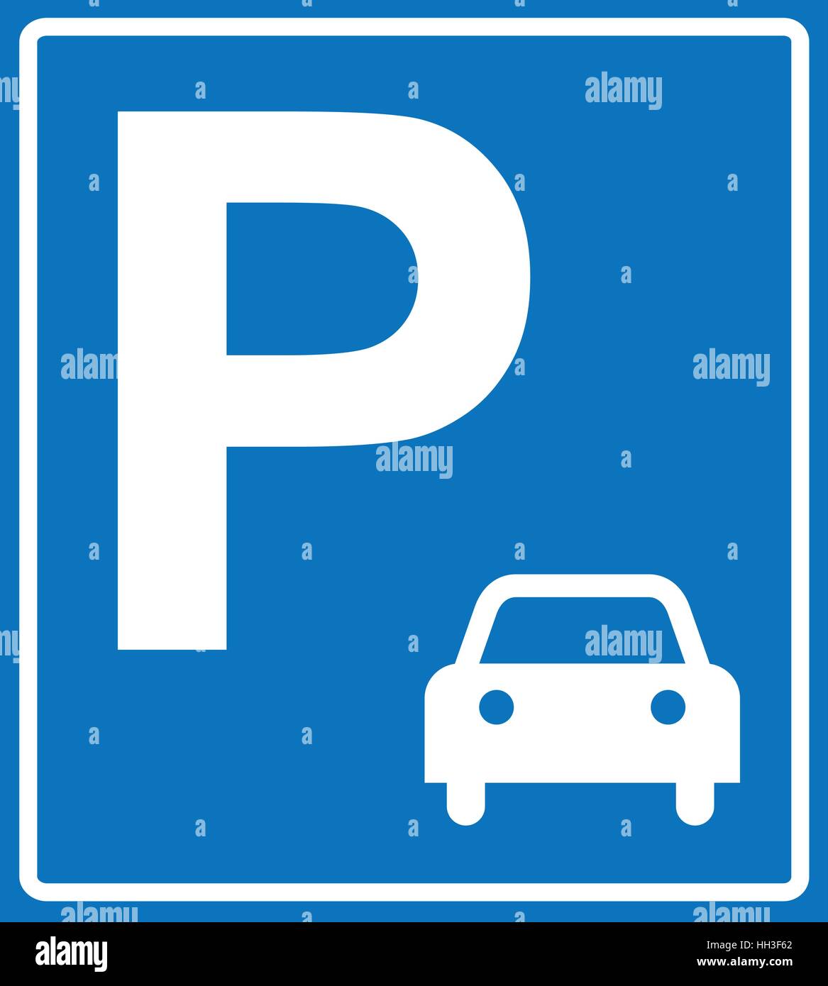 Vector Illustration Of Blue Parking Sign On Blue Background For Road