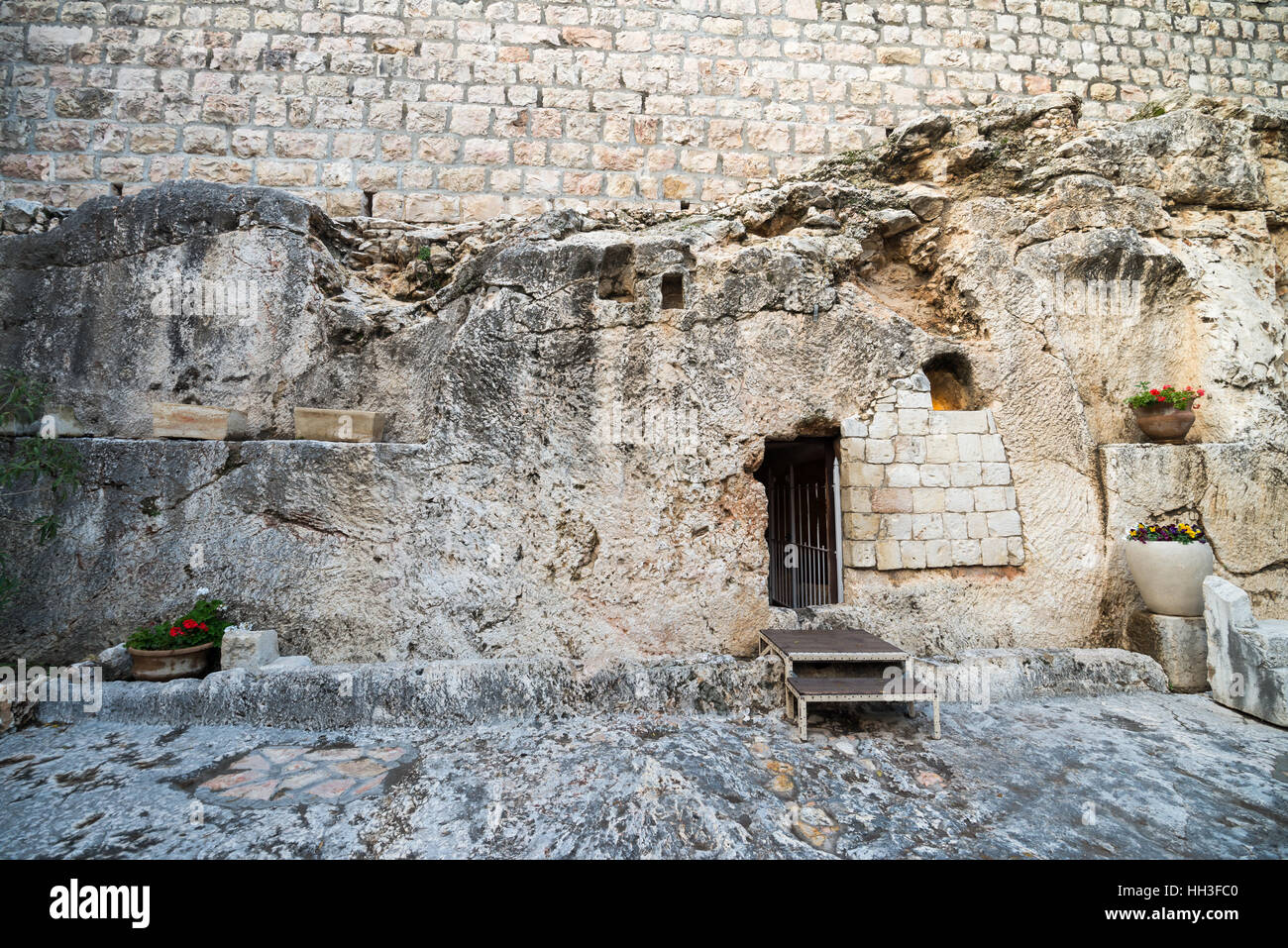 The Garden Tomb in Jerusalem is one of the two alleged burial sites of Jesus Christ Stock Photo