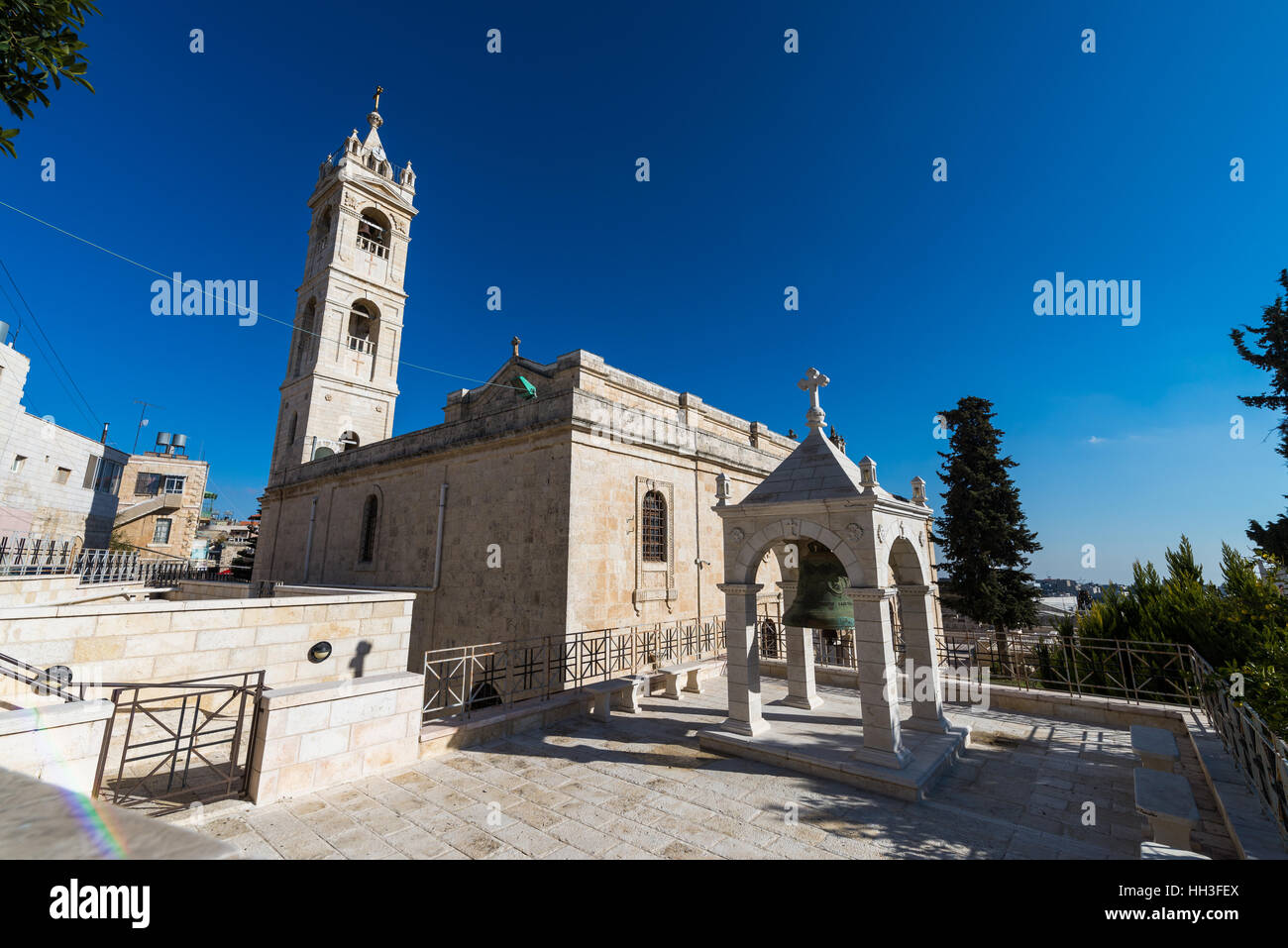 Exterior of the Church of the Virgin Mary in the Beit Jala, Israel ...