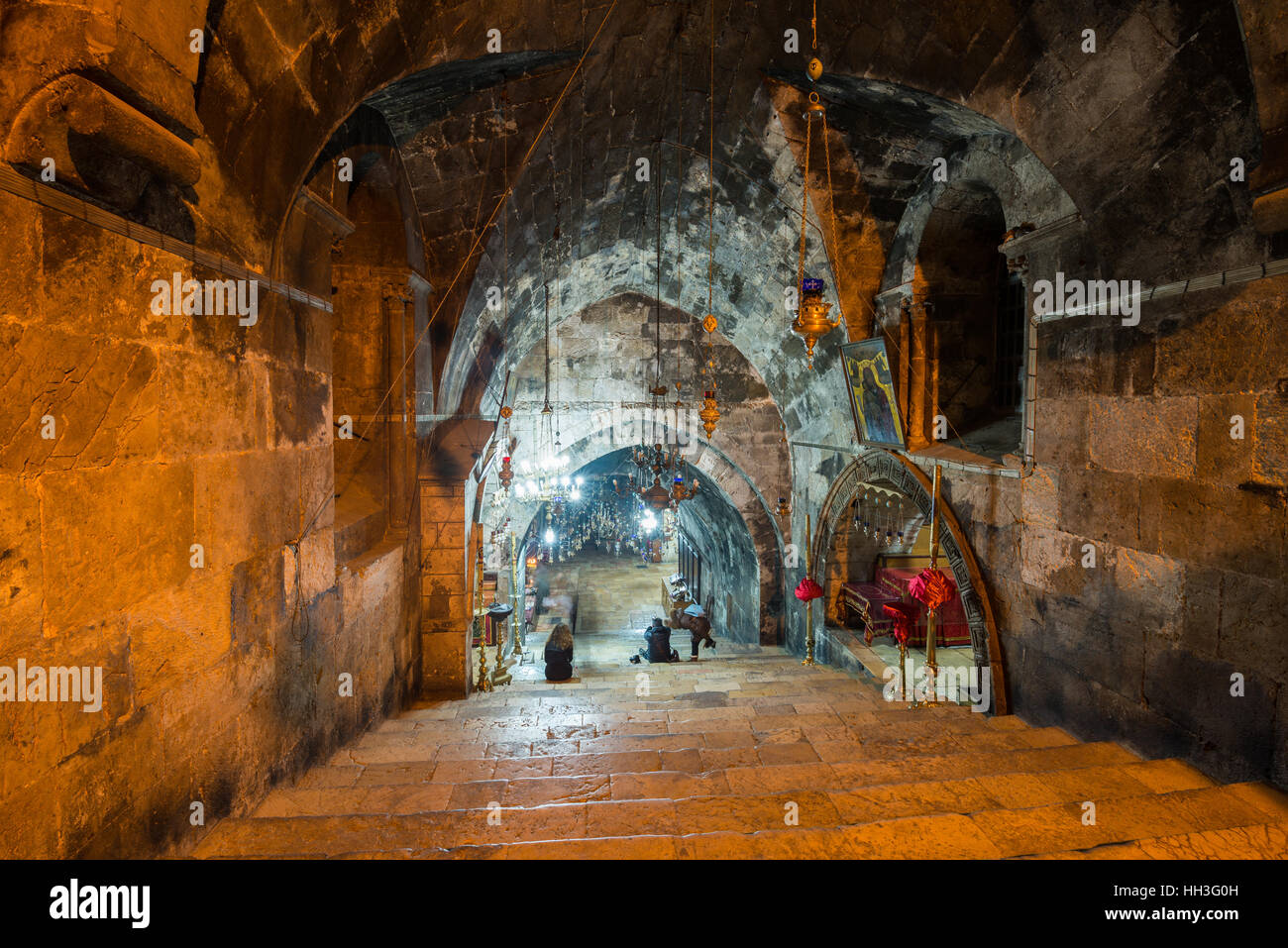 Interior of the Tomb of the Virgin Mary, the mother of Jesus at the