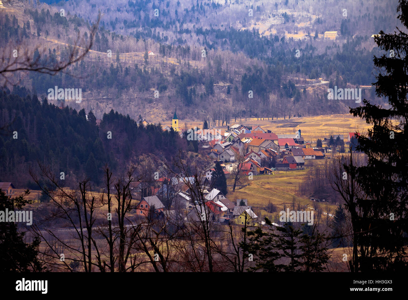Village of Lokve in Gorski Kotar mountain region of Croatia Stock Photo