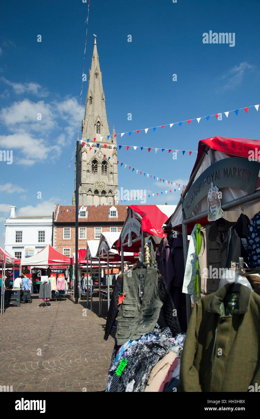 Shoppers in the Market Square, Newark on Trent, Nottinghamshire England UK Stock Photo