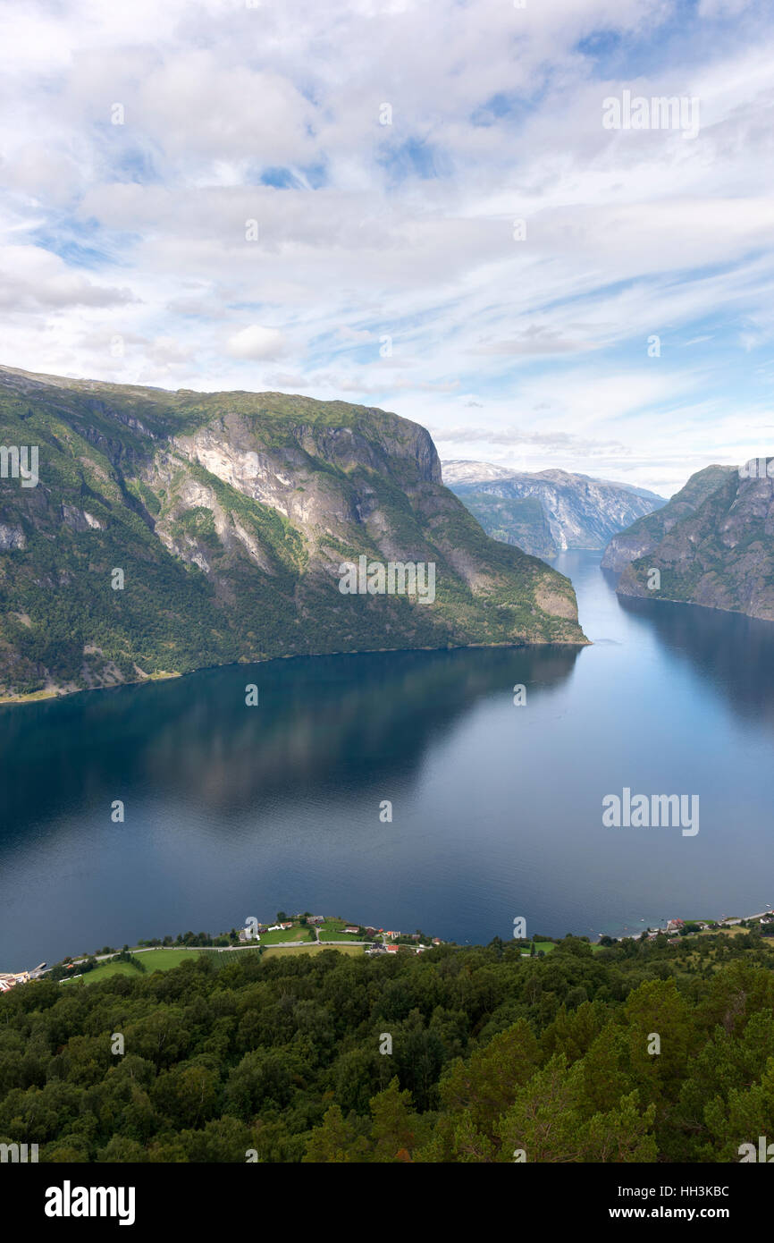 view from Stegastein view point on the Sognefjord in Norway Stock Photo