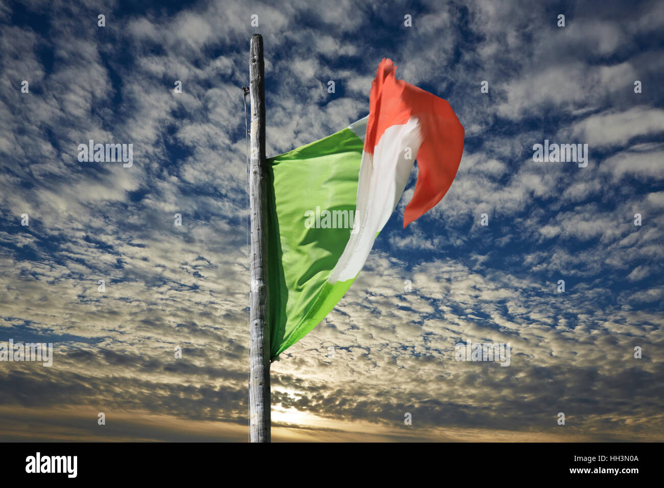 Italian flag in the wind Stock Photo