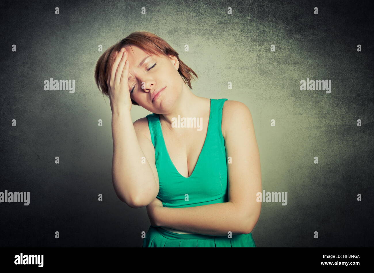 girl has a terrible head pain Stock Photo Alamy