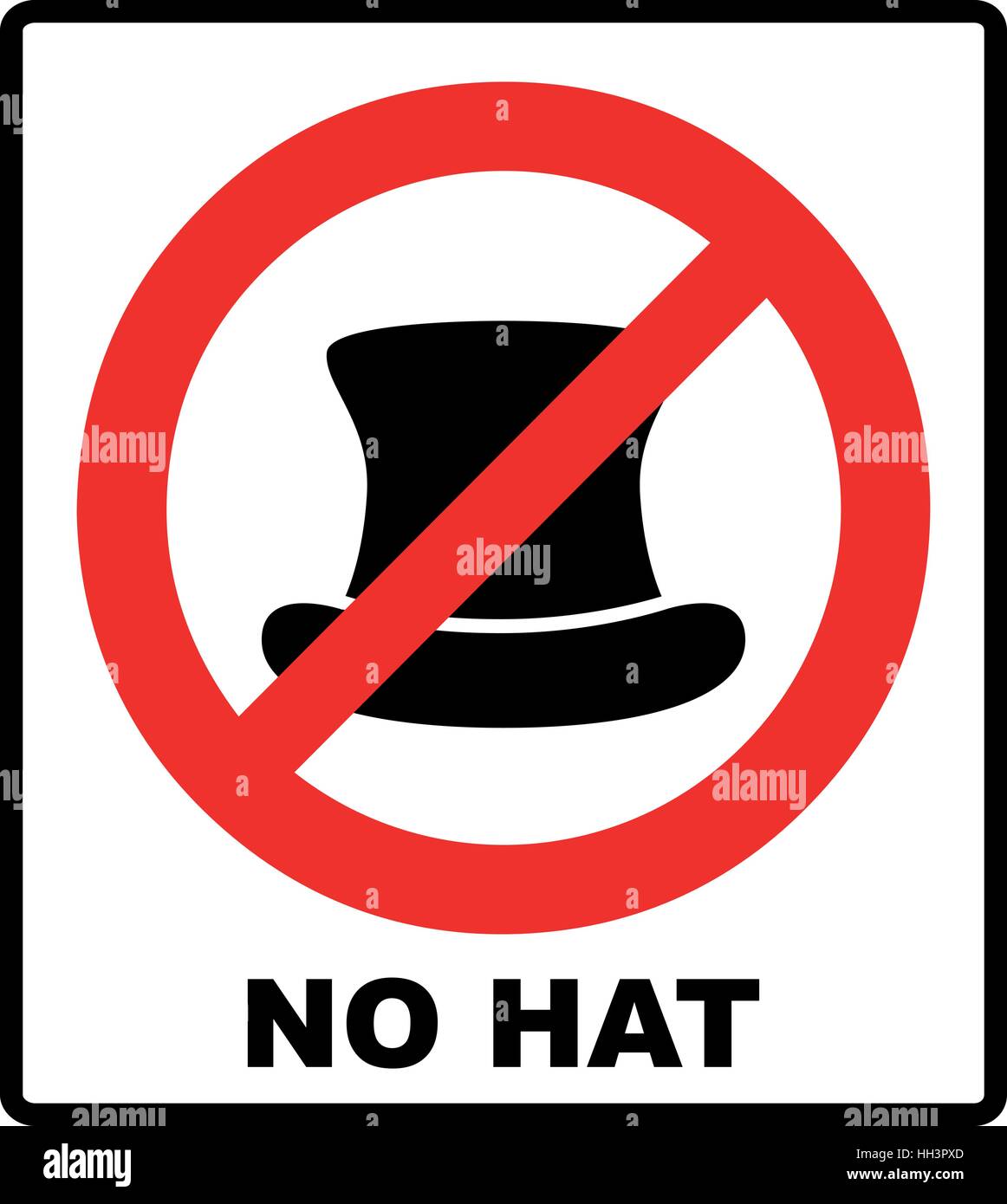 No Top hat sign. Red prohibition sign. Stop symbol. Vector illustration