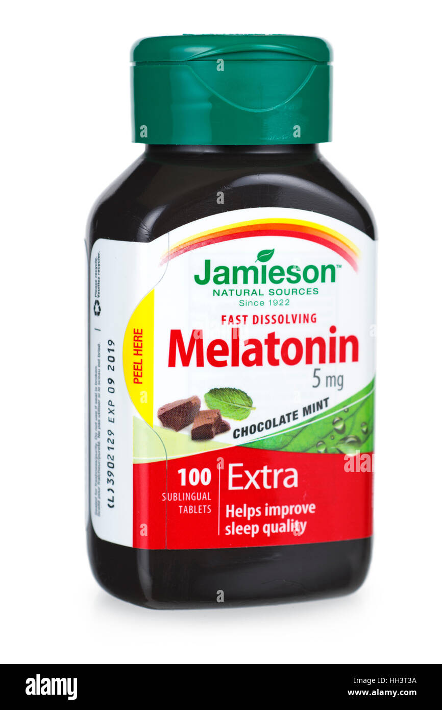 Melatonin Bottle Stock Photo