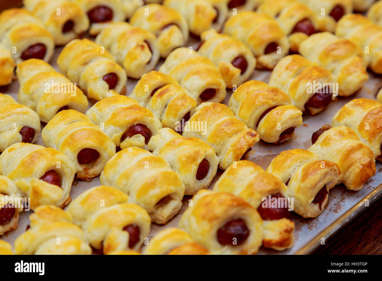 Homemade Pigs in a Blanket Ready to Eat pigs in blankets Stock Photo