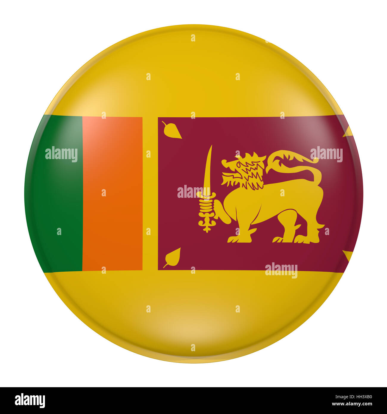 3d rendering of Sri Lanka button with flag on white background Stock Photo