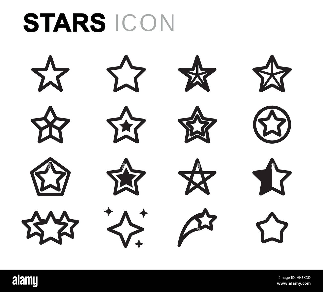 Vector line stars icons set on white background Stock Vector Image ...
