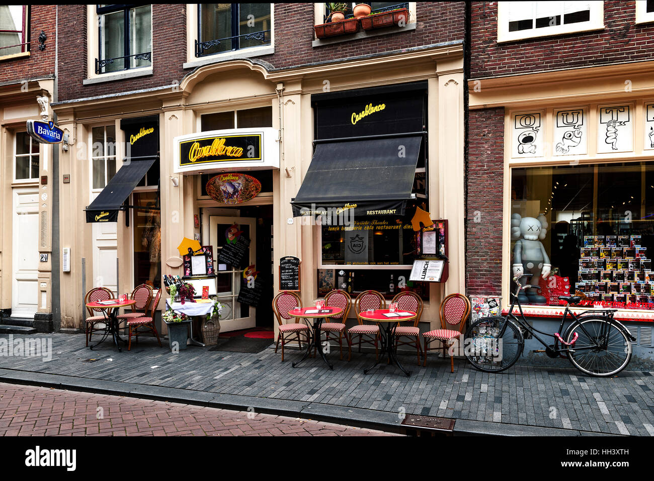 AMSTERDAM, NETHERLANDS - JULY 7, 2016: Typical street in The Nine Streets - special neighbourhood is full with vintage and designer shopping Stock Photo