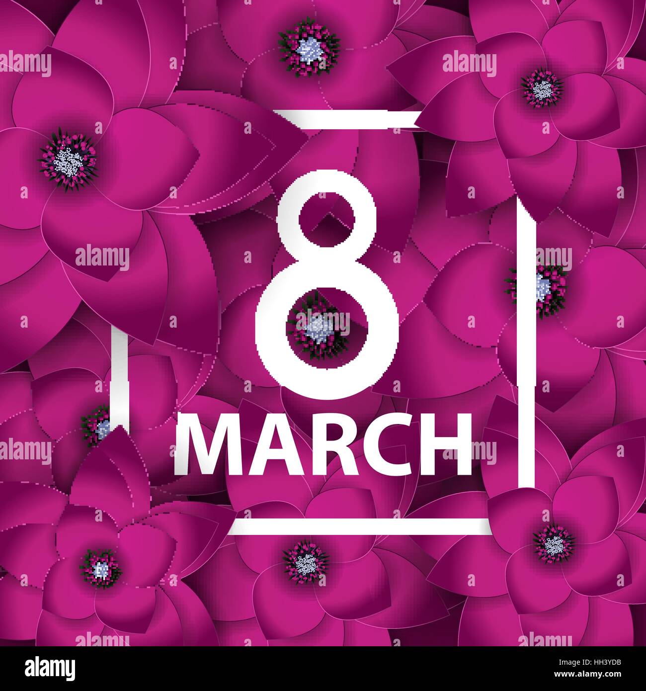 Poster International Happy Women Day 8 March Floral Greeting Stock Vector