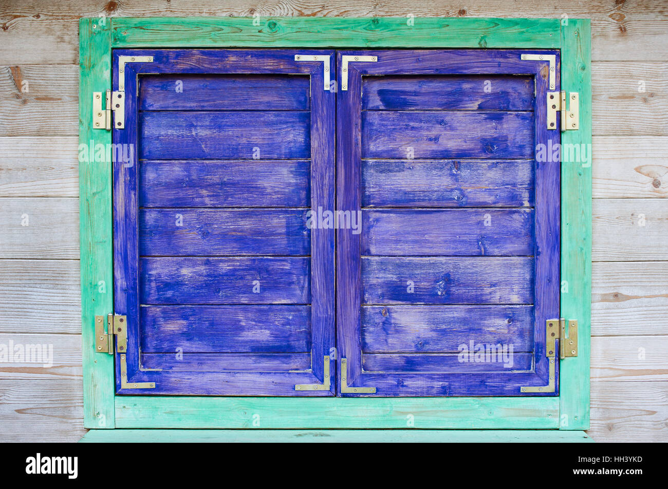 blue window with the doors closed Stock Photo