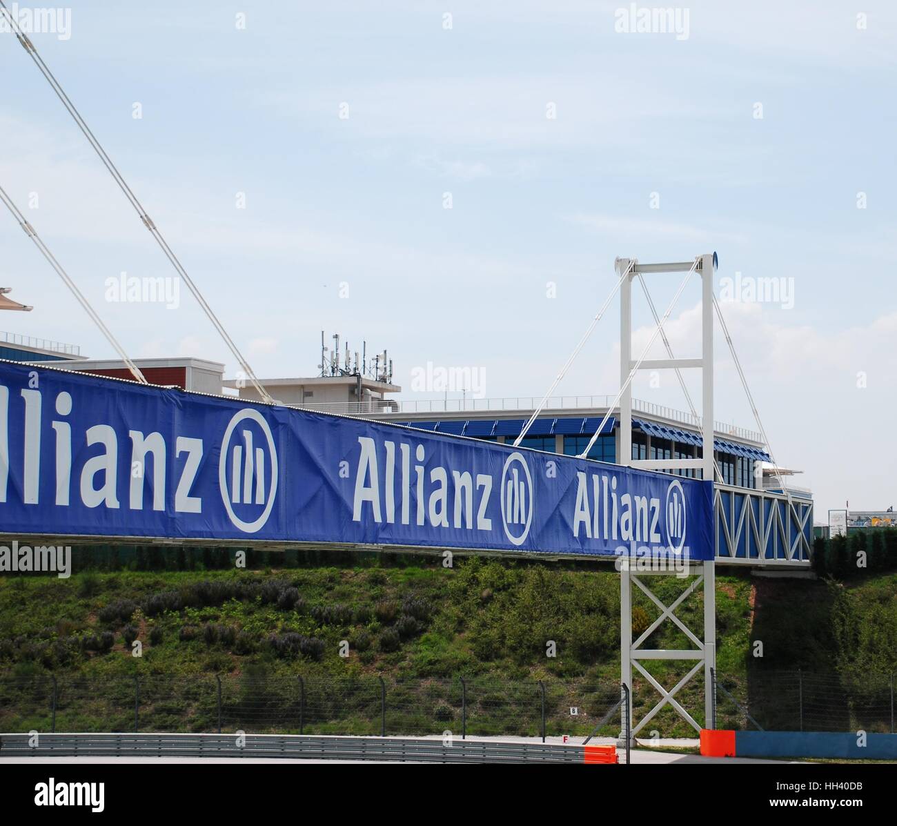Suspension bridge of Formula-1 DHL Turkish Grand Prix race in Istanbul Park Circuit. Stock Photo