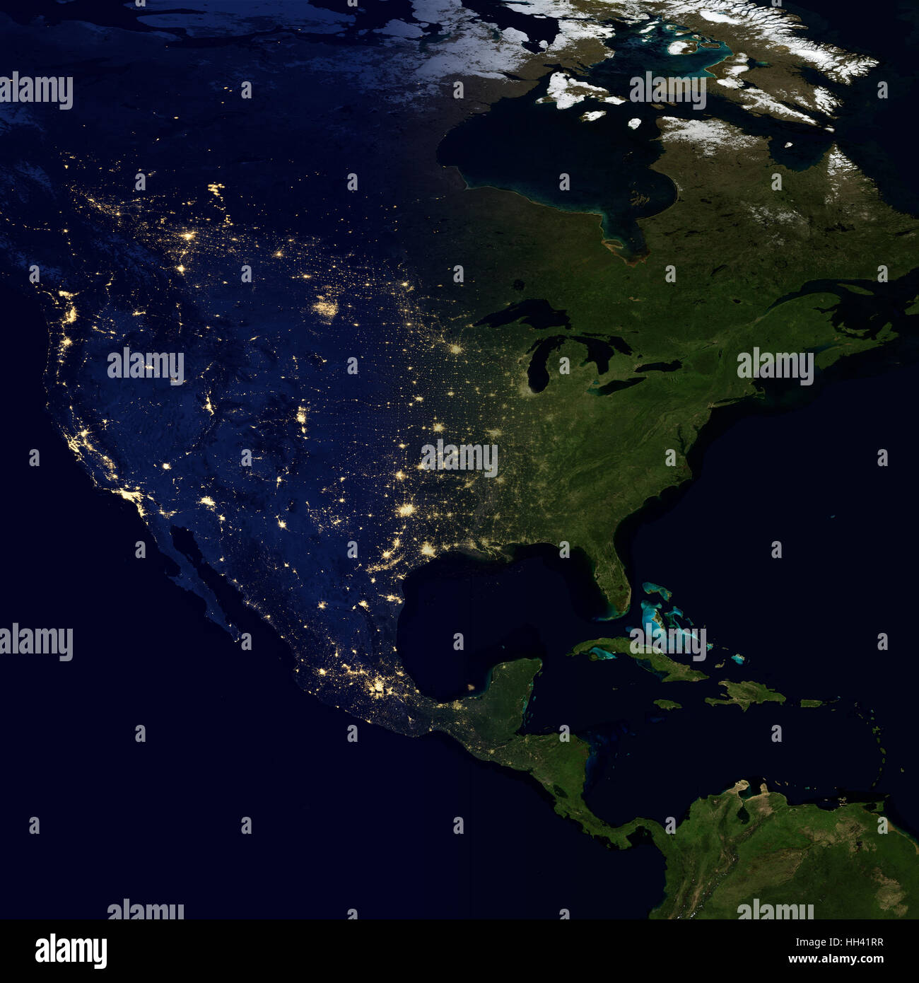 North america map night hi-res stock photography and images - Alamy