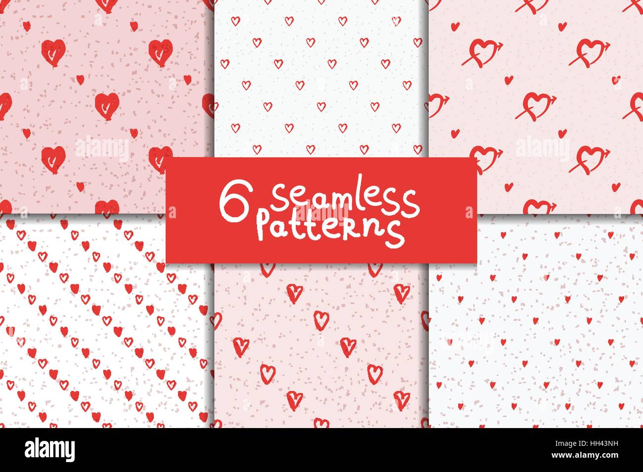 Doodle seamless pattern set with hearts Stock Vector Image & Art - Alamy