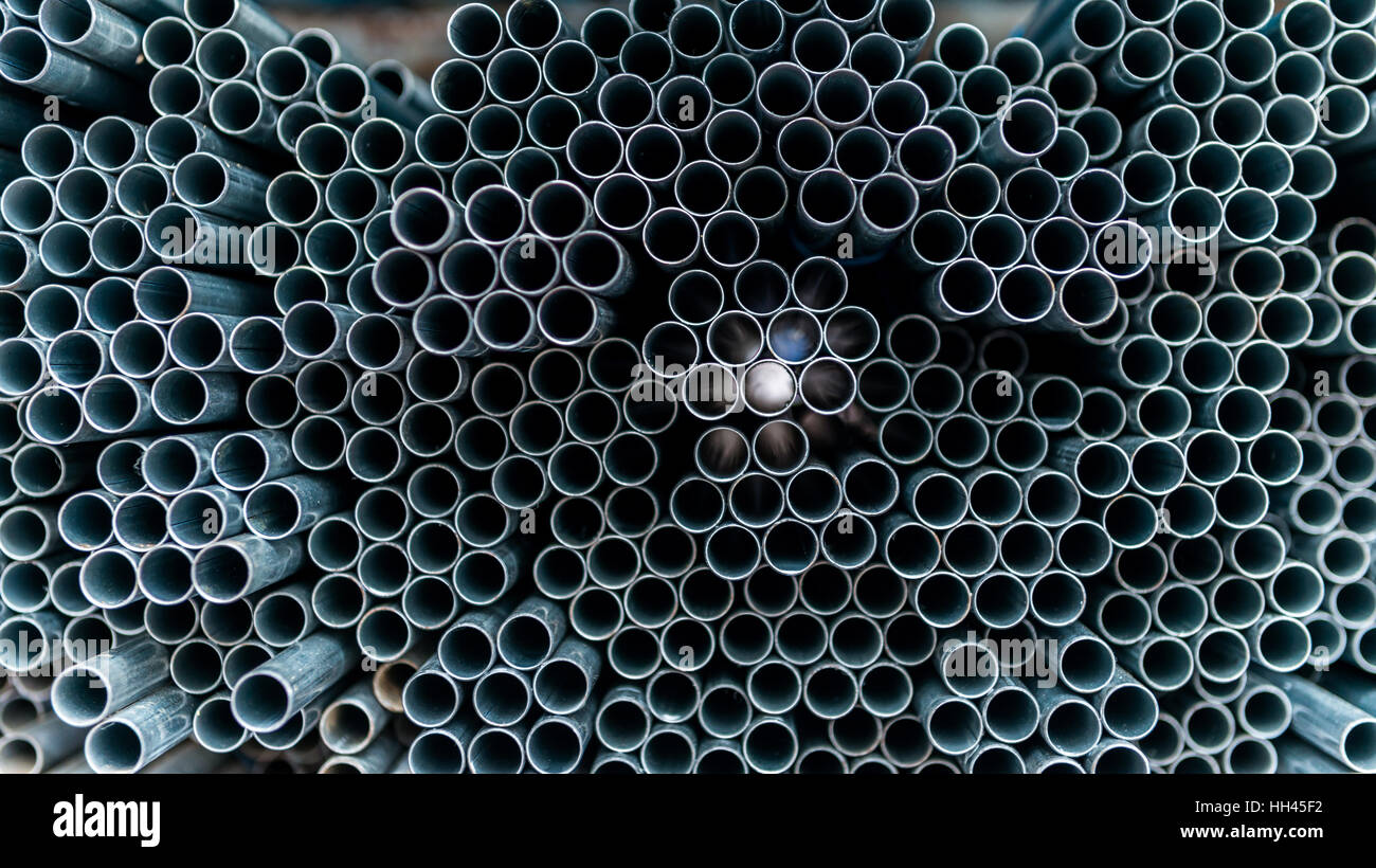 metal pipe pile Stock Photo