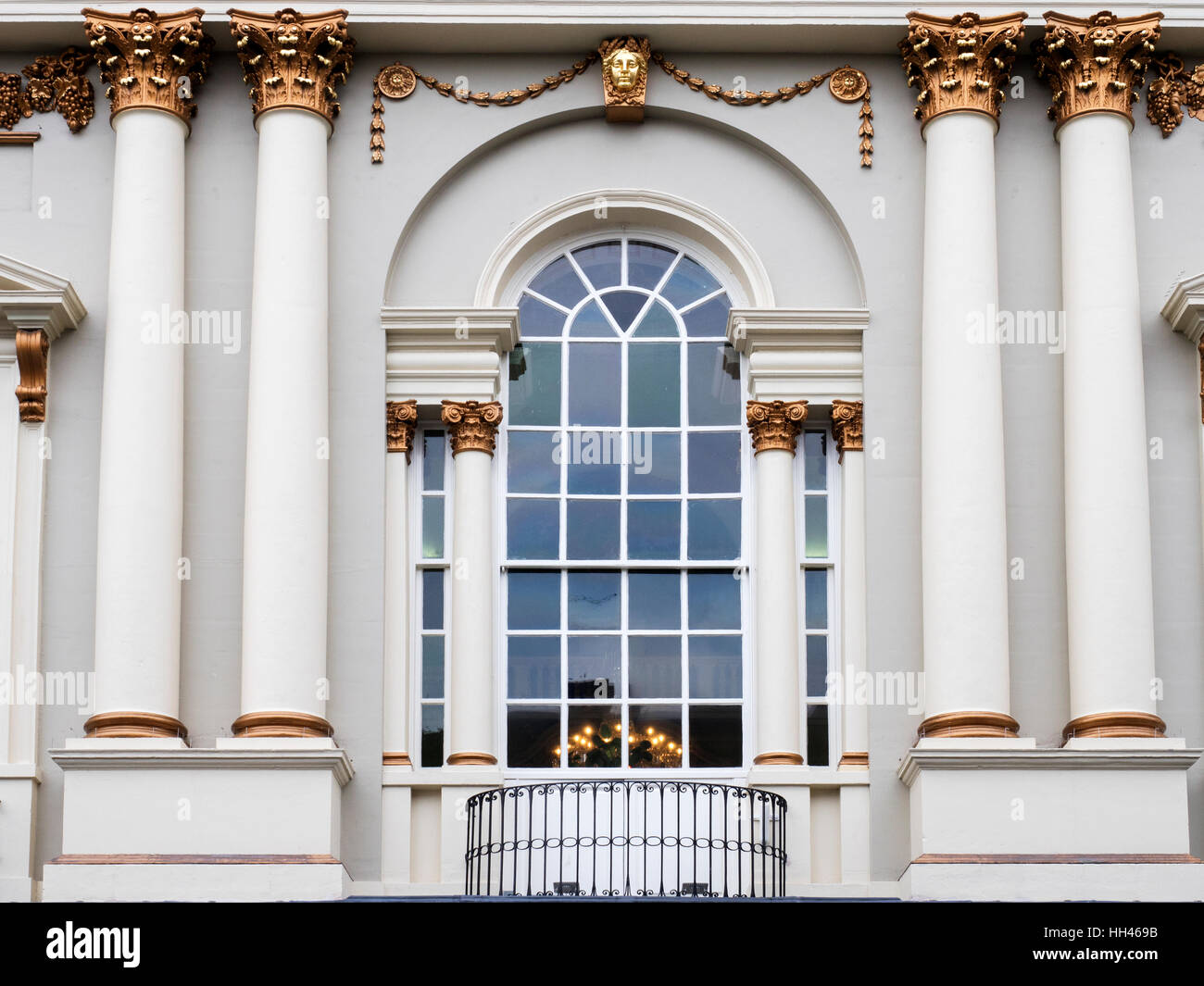 Window and Columns with Gold Capitals at the Mansion House Doncaster South Yorkshire England Stock Photo