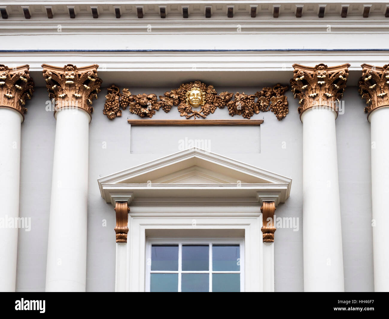 Window Detail and Columns with Gold Capitals at the Mansion House Doncaster South Yorkshire England Stock Photo