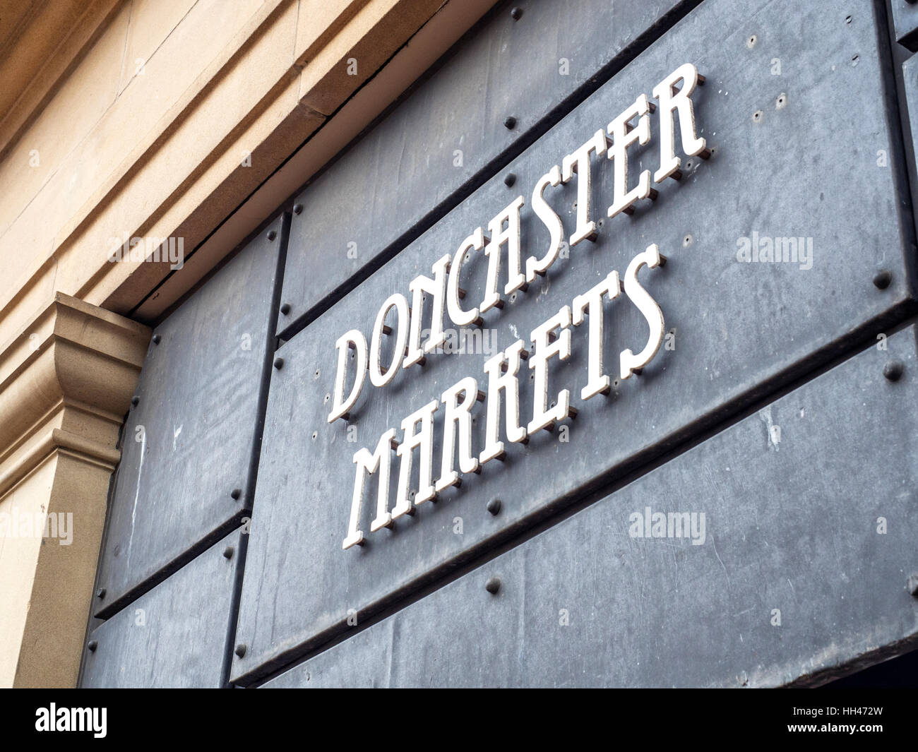 Doncaster Markets Sign Doncaster South Yorkshire England Stock Photo