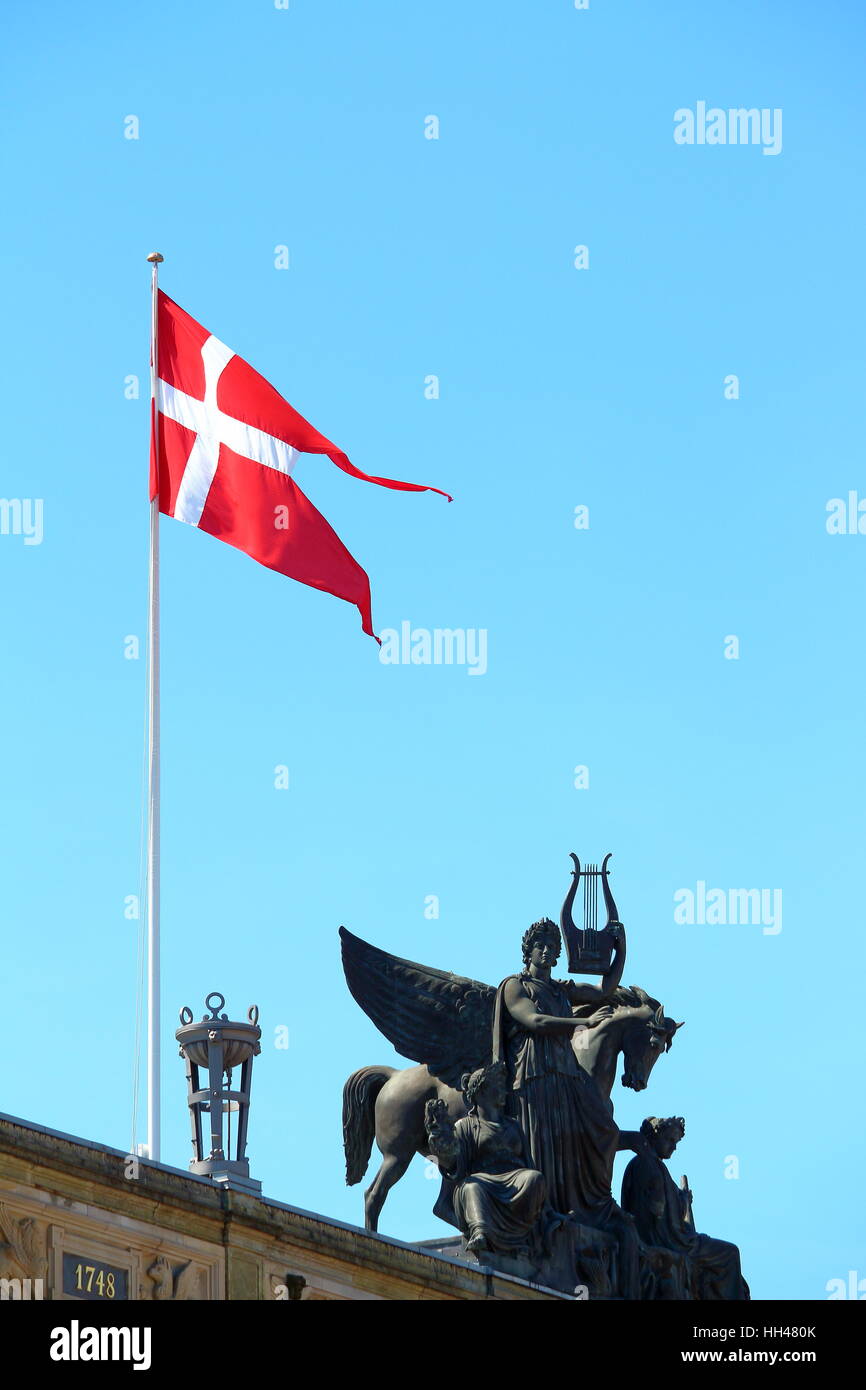 Denmark flag in Copenhagen Stock Photo
