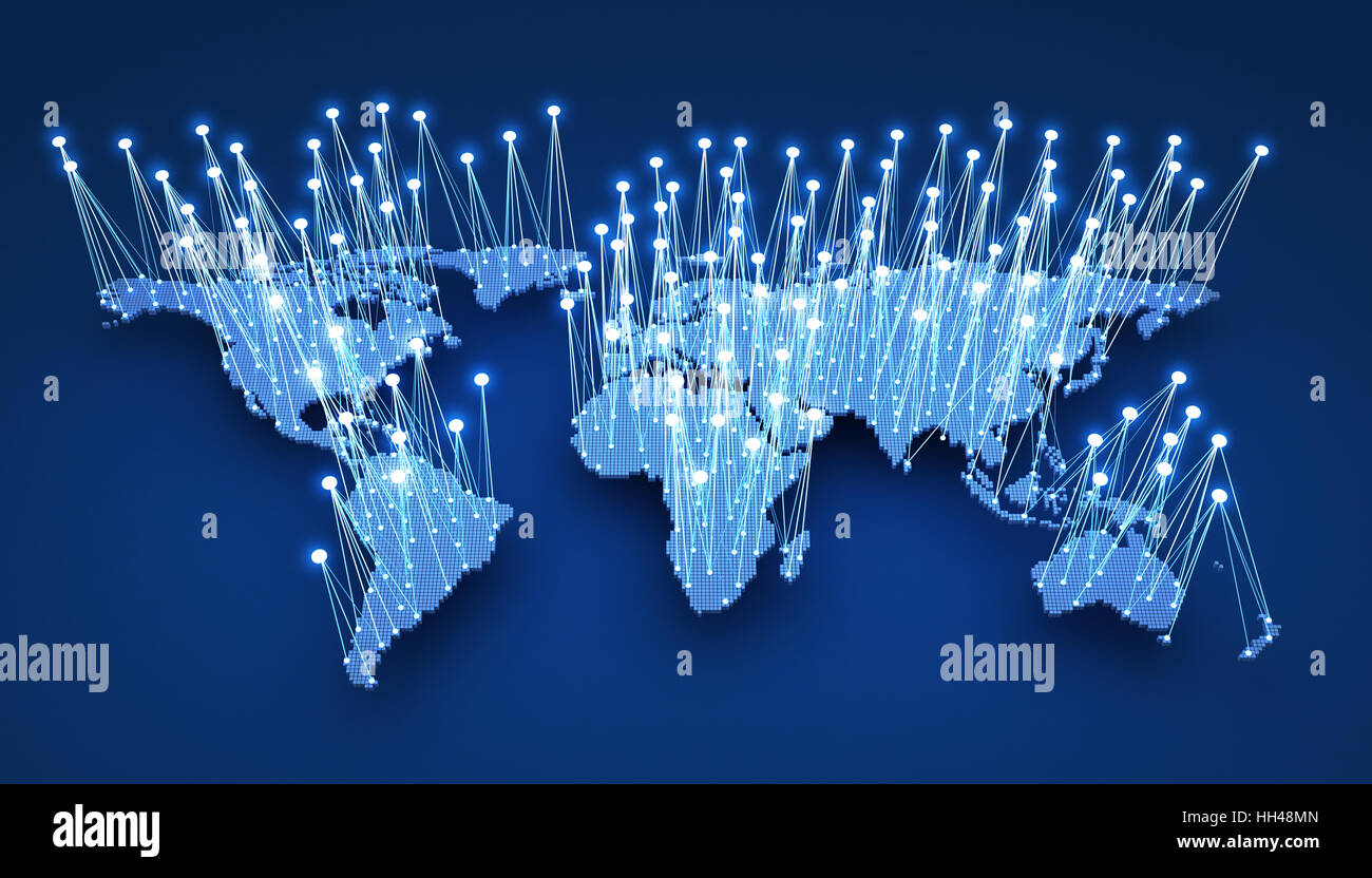 World-wide web on blue background. 3d illustration Stock Photo