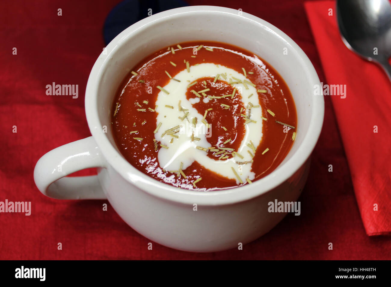 A bowl of tomato soup Stock Photo