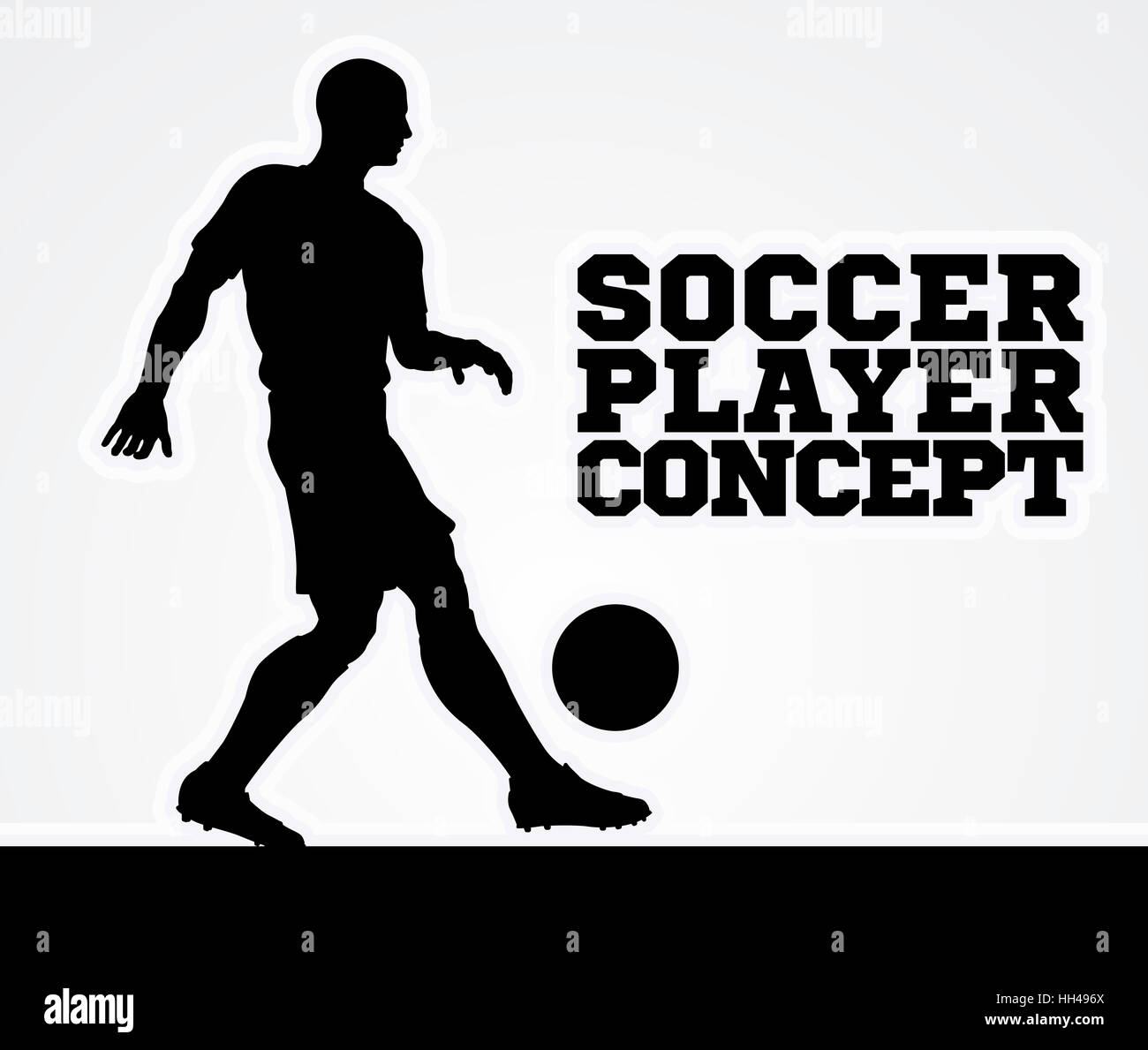 A stylised illustration of a soccer player in silhouette dribbing with the football ball Stock Photo