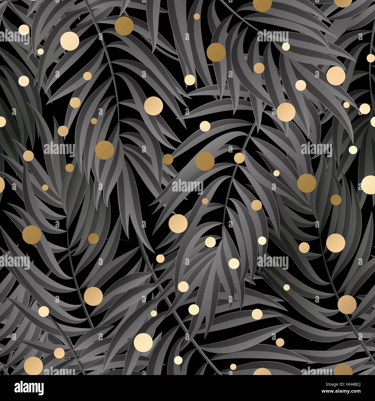 Seamless tropical jungle floral pattern with palm fronds ...