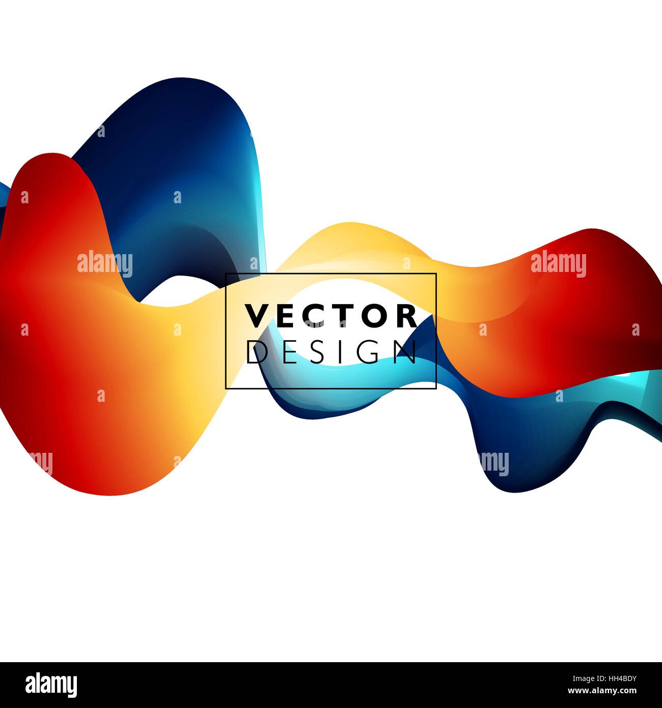 Abstract smooth color wave vector. Curve flow orange and blue motion ...