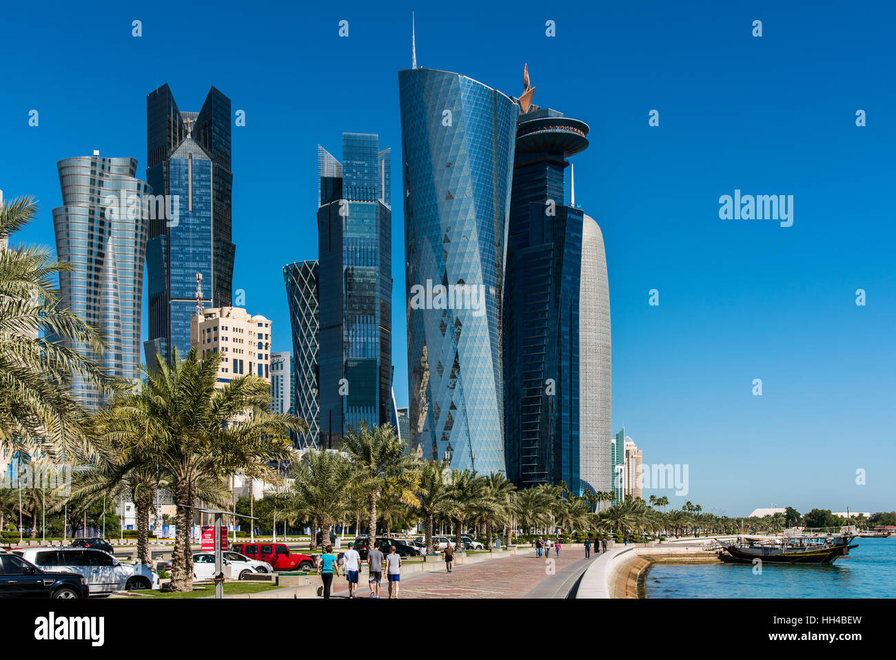 Business district skyline, Doha, Qatar Stock Photo