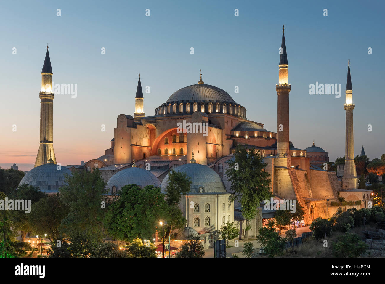 Hagia Sophia, at dusk, Istanbul Turkey Stock Photo