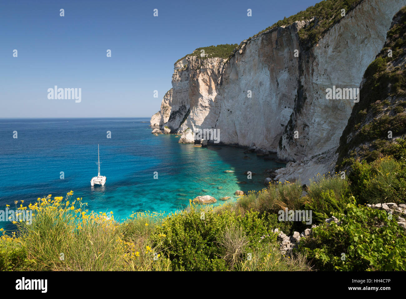 Erimitis beach on west coast, Paxos, Ionian Islands, Greek Islands, Greece, Europe Stock Photo