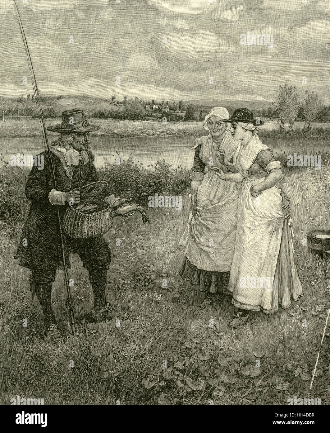 Izaak Walton (15931683) writer and angler proudly displays fish to