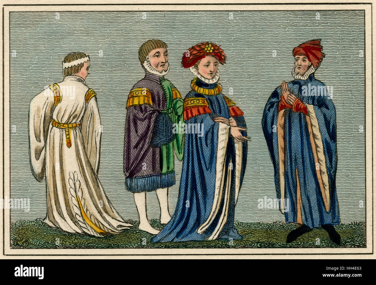 Four English Nobles 14th century Stock Photo Alamy