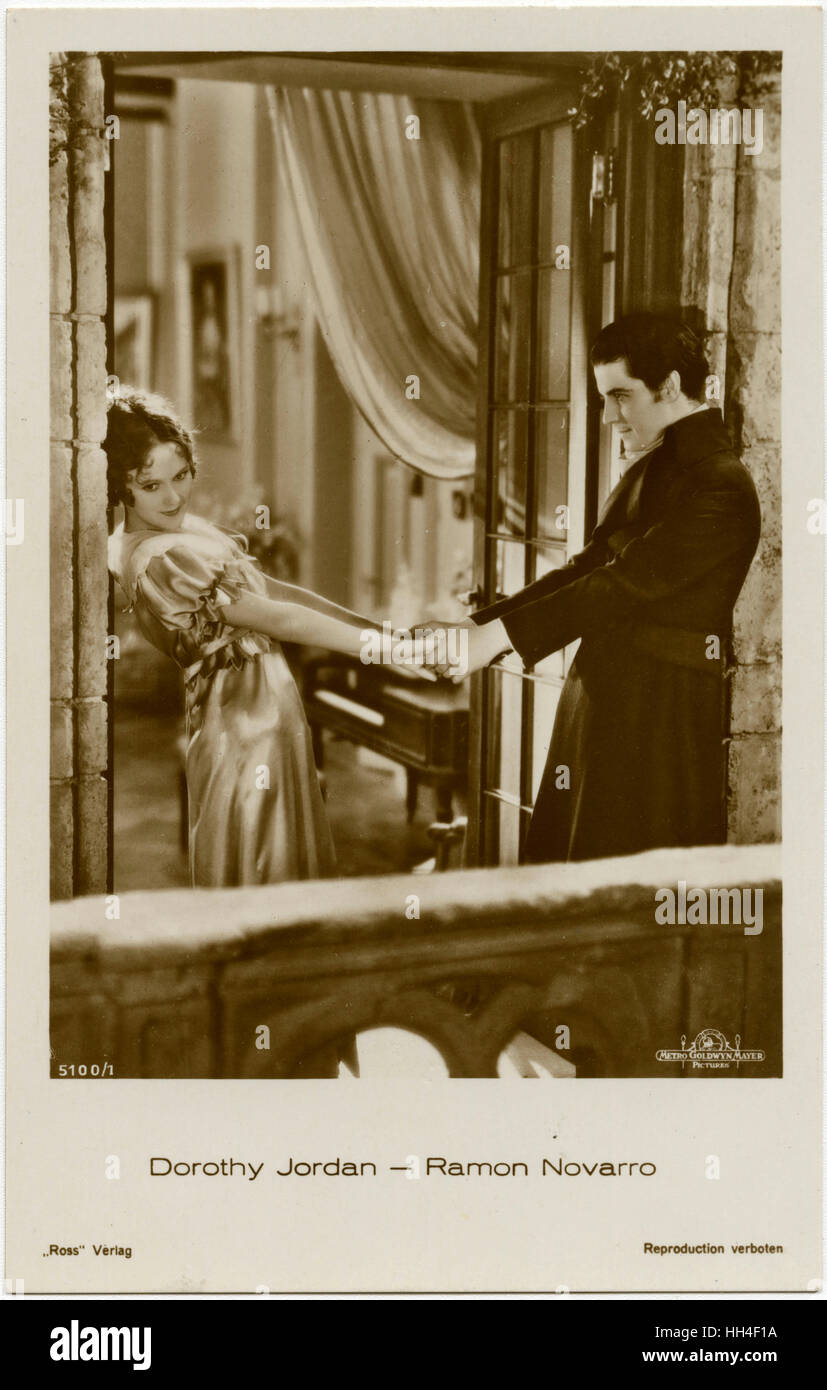 Ramon Novarro (Ramon Samaniegoes) (1899-1968) - Mexican actor in American silent films, later a character actor in talkies, seen here with co-star Dorothy Jordan (1906-1988) in the MGM (Metro-Goldwyn-Mayer) Movie 'In Gay Madrid' (1930). Stock Photo