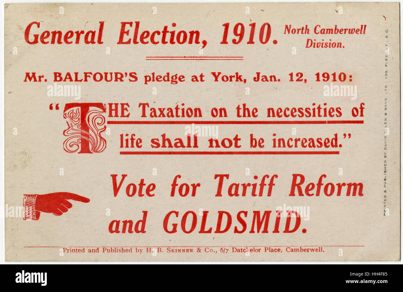 General Election Promo postcard for Sydney Hoffnung Goldsmid Stock Photo