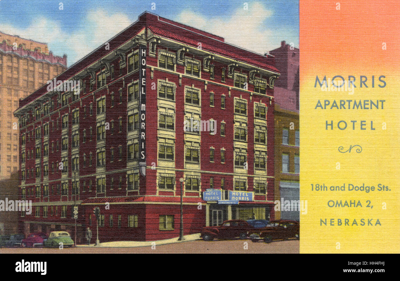 Morris Apartment Hotel, 18th and Dodge Sts, Omaha, Nebraska Stock Photo