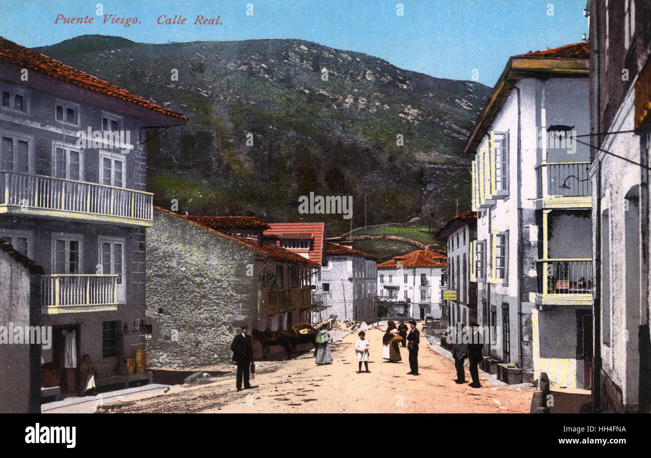 Puente Viesgo Calle Real Royal Street Cantabria Northern Spain Stock Photo Alamy