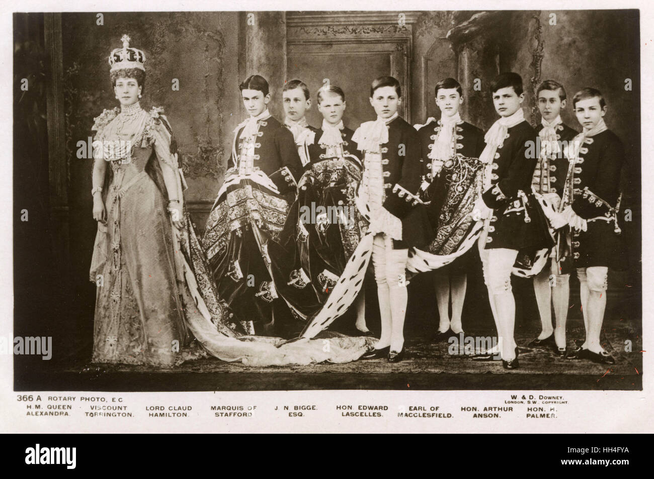 Coronation of Edward VII - Queen Alexandra and Page Boys Stock Photo