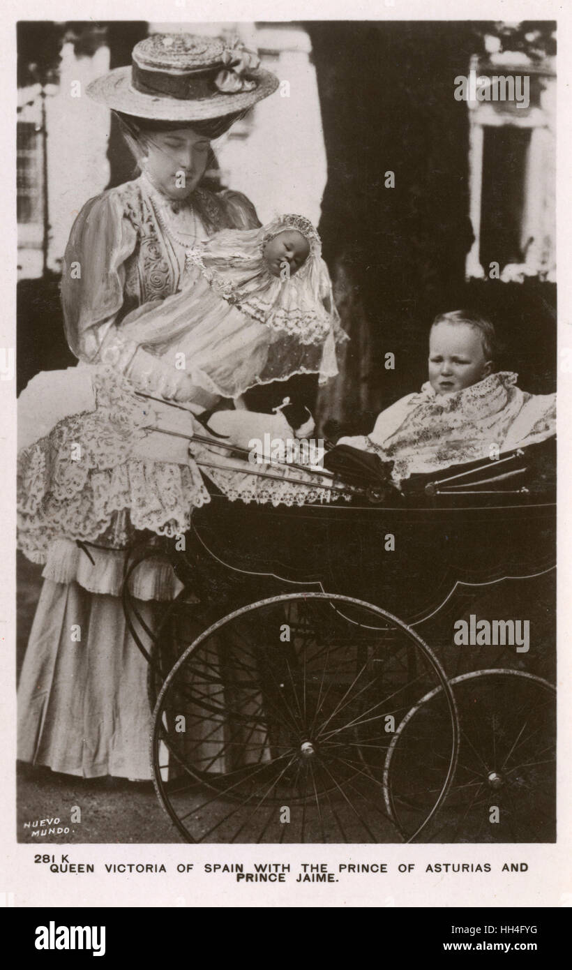 Queen Victoria of Spain - Prince of Asturias & Prince Jaime Stock Photo