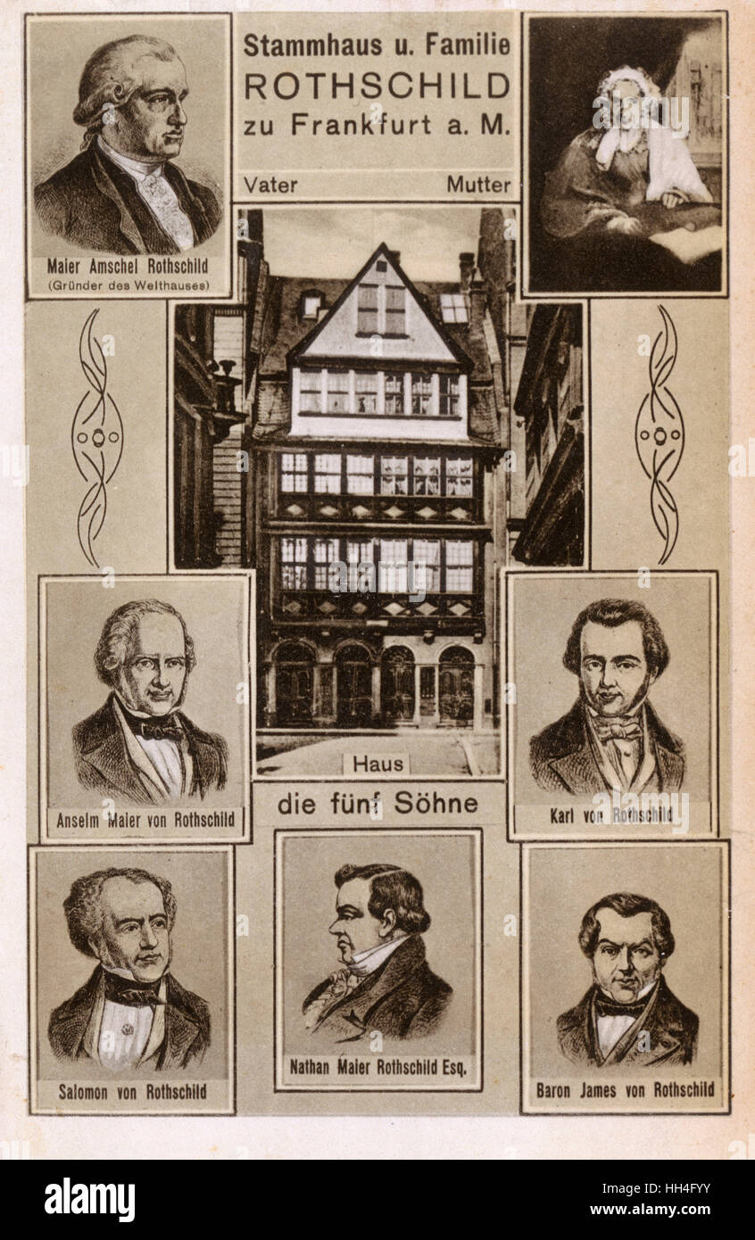 The Rothschild Family Home on Judengasse in Frankfurt am Main, Germany -  The card shows the building exterior. The Rothschild family are a wealthy  family descending from Mayer Amschel Rothschild, who established