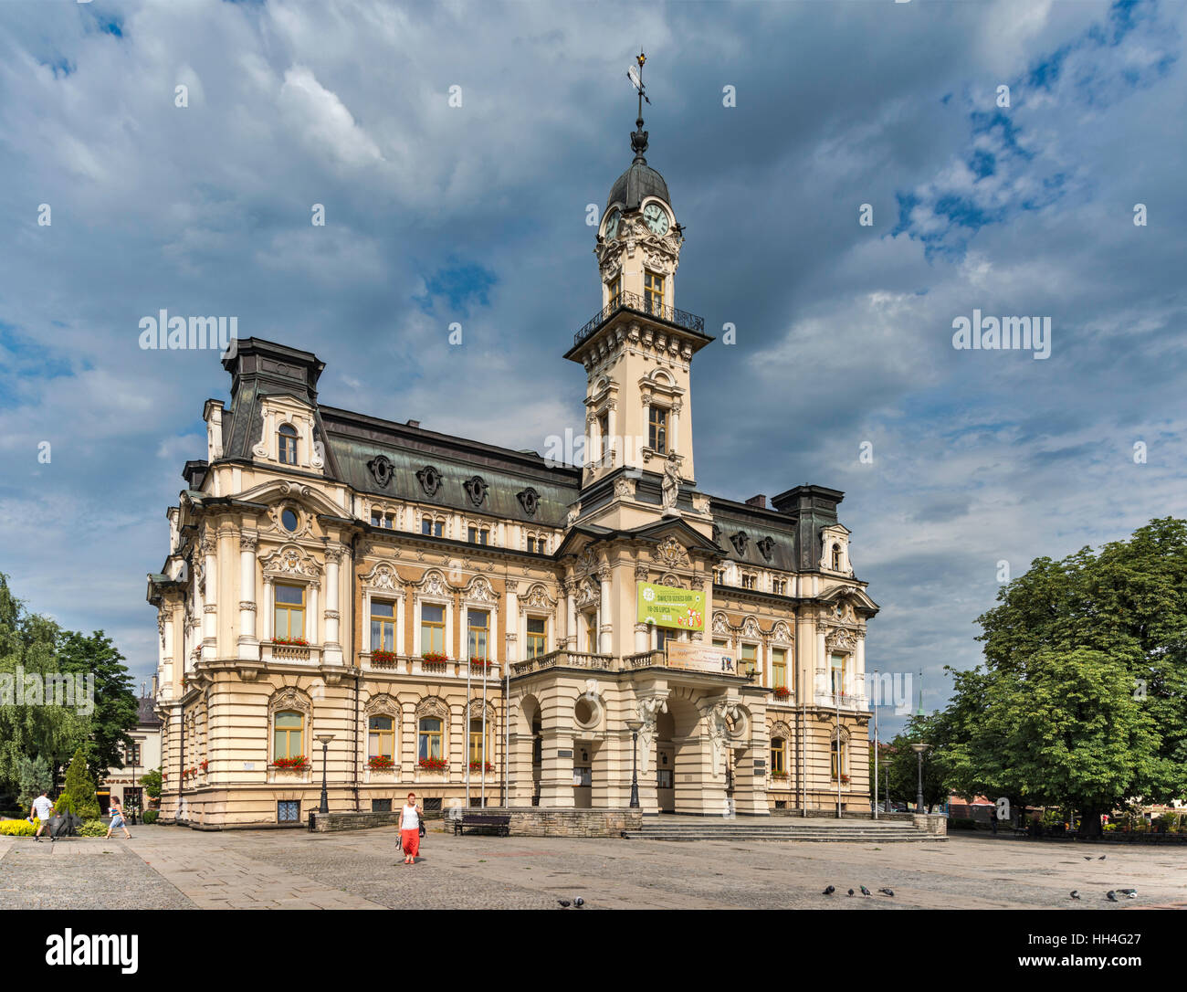 Ratusz (Town Hall), Eclectic style, in Nowy Sacz, Malopolska, Poland Stock Photo